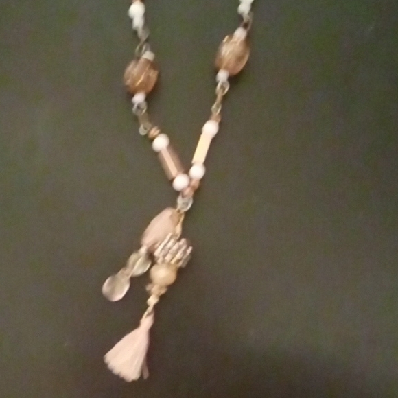 Elegant Beaded Necklace with Love Pendant - Picture 2 of 11